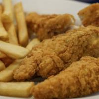 Chicken Fingers · Served with French fries.