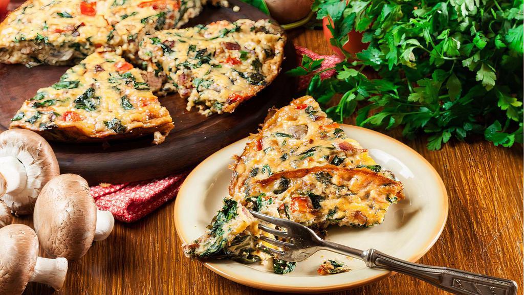 Garden Omelette · Green peppers, onions, spinach tomatoes and mushrooms