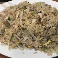 Fried Rice With Deluxe · Com chien dac biet. Combination of chicken, beef, and shrimp. Fried with egg, bean sprout, o...