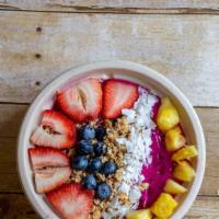 Pitaya Bowl · ALLERGY ALERT: Granola Temporarily contains Coconut and Almonds

Blended pitaya (dragon frui...