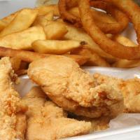 Chicken Fingers With Steak Fries · Served with Mark's famous honey mustard or BBQ or sweet n' sour sauce