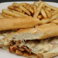 Chicken Cheesesteak · Chopped chicken breast topped with your choice of American, mozzarella or whiz.