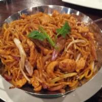 Chicken Lo Mein · Soft, medium sized noodles slathered in sauce along with delicious chicken. Best for one per...
