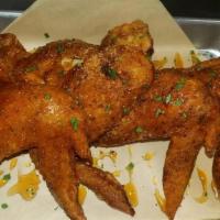 Smoked Yardbird Wings · Whole slow cooked wings, finished in fryer