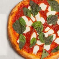Margherita Pizza · Tomato sauce with fresh Mozzarella and fresh basil.