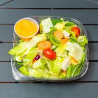 Garden Salad · Romaine lettuce, cherry tomatoes, green peppers, red peppers, carrots, red onions, cabbage, ...