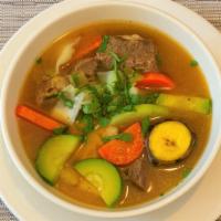 Sopa De Res · Beef soup with vegetables. Comes with two tortillas.