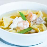 Special Wonton Soup · Special shrimp and pork wontons with chicken, pork and vegetables in a delightful chicken br...