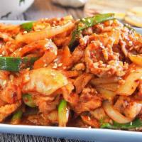 Kimchi Stir-Fry Pork · Spicy. Korean fermented cabbage stir-fry with pork & onions.