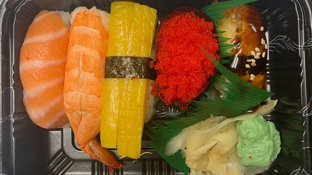 Sushi Sampler(5Pc) · Salmon ,tuna yellowtail ,white tuna ,redsnapper