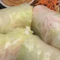 Fresh Spring Roll · Rice paper filled with shrimp, rice noodle, crab stick, basil and lettuce.