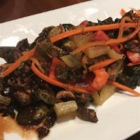 V Gf Roasted Brussels Sprouts Salad · Roasted Brussels sprouts, ginger-pickled golden beets and carrots, baby pepper rings, with a...