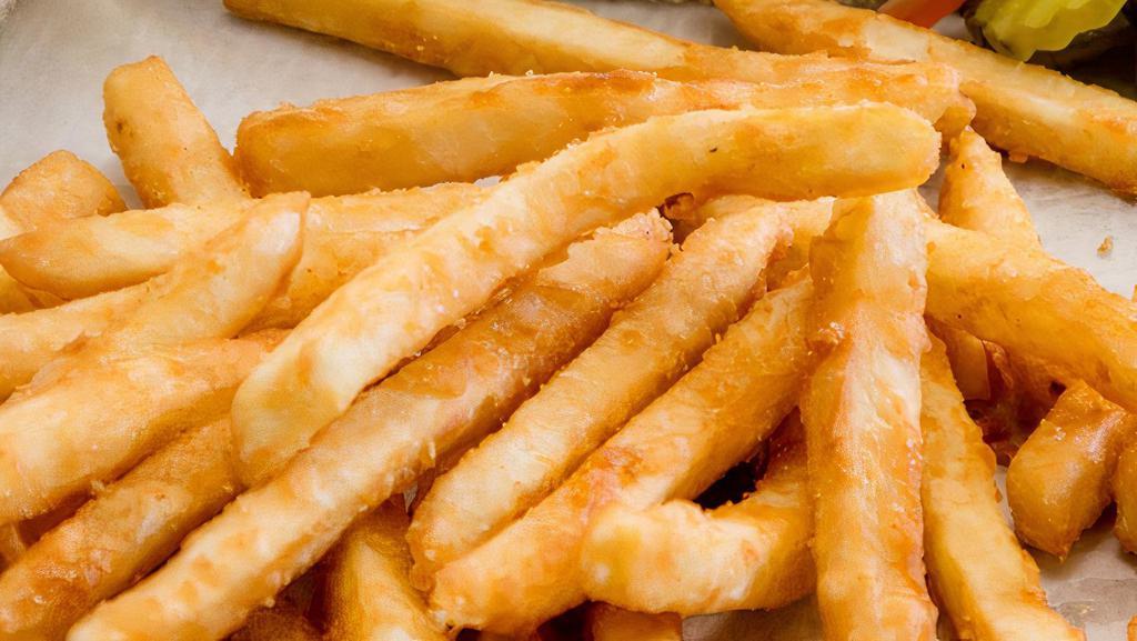 French Fries · Our delicious French fries are deep-fried 'till golden brown, with a crunchy exterior and a light fluffy interior. Seasoned to perfection!