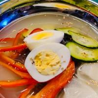 Cold Broth Noodle · With beef, vegetables and egg.