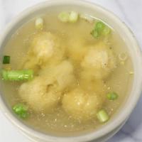 Wonton Soup
 · Minced chicken & shrimp wrapped in wonton skin in chicken broth and chopped scallions and ga...