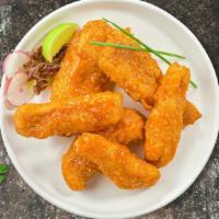 Bully Buffalo Tenders · Chicken tenders breaded and fried until golden brown before being tossed in buffalo sauce (6...