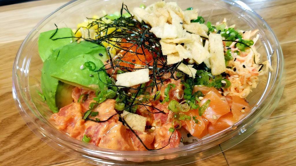 Build Your Own Poke Bowl · Served with two proteins, make it large with an extra protein.