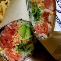 Build Your Own Poke Burrito · Served with two proteins, make it large with an extra protein.