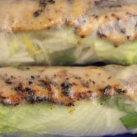 8 - Chicken Summer Rolls · Grilled chicken, rice vermicelli, green leaf lettuce, lettuce, bean sprout, mint, Chinese ch...