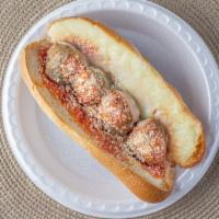 Meatball Sub · With sauce, provolone and parmesan cheese.