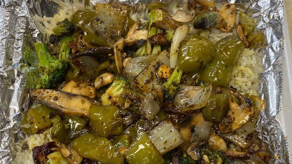 Vegetarian Stir Fry Dinner · A medley of stir-fried veggies.