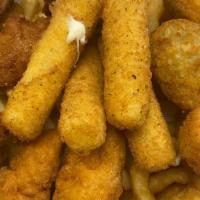 Mixed Combo · Two mozzarella sticks, two chicken tenders, four chicken wings, four jalapeno poppers, fries...