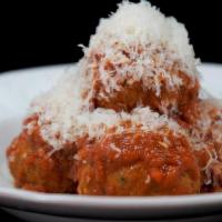 Nonna Palmina'S Meatballs · Tomato Sauce, Parmigiano. Contains: Dairy, Allium, Gluten, Nightshade, Egg, Pork