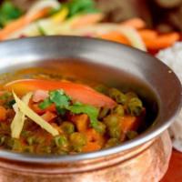 Mattar Paneer (Cheese) · Homemade Paneer & Peas Cooked w/ Tomatoes, Herbs Spices