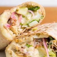 Chicken Bacon Wrap · Oven roasted chicken, applewood smoked bacon, marinated red onions, mozzarella, romaine and ...