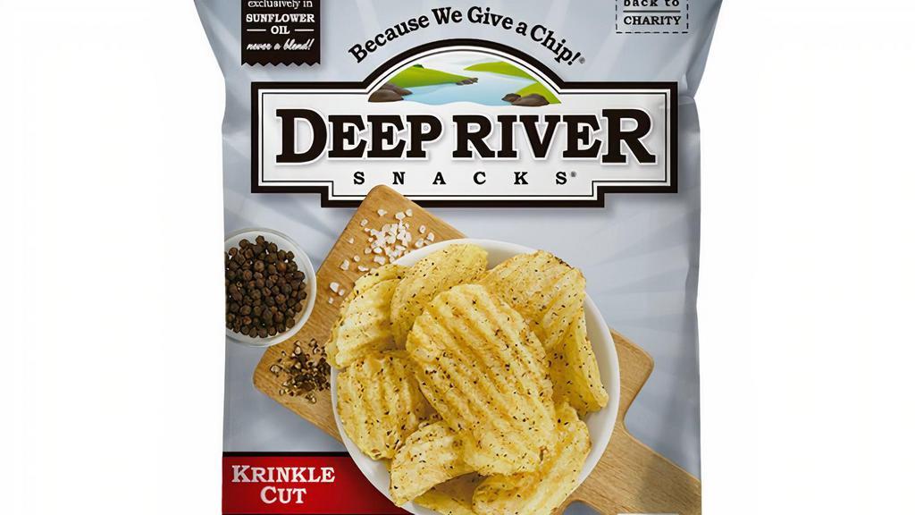 Deep River - Cracked Black Pepper · These kettle-cooked potato chips are made with sunflower oil in small batches, ensuring outstanding crispness and crunch! They are certified gluten-free, free from GMO ingredients, and made in a nut-free facility.