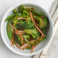 Mixed Market Vegetables · broccoli, bok choy, carrot, onion, red cabbage wok-seared in our house chili garlic sauce