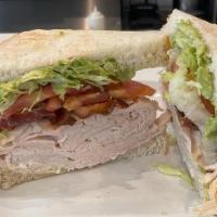 Turkey Club · turkey, bacon, lettuce, tomato, avocado, mayo