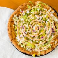 Big Mac Pizza (Scl) · Ground beef, onion, pickles, lettuce, mozzarella, 1000 island.