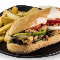 The Lima Sub · Chicken, provolone, red peppers, white onion and arugula. Served on a toasted sub roll with ...