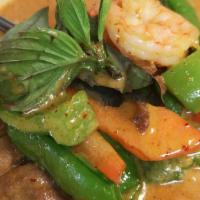 Thai Red Curry Pot · White Rice. Carrots, green & red pepper, basil,snow peas, mushroom, onion, water chestnuts.