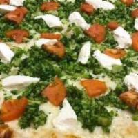 White Spinach Pizza Slice · Mozzarella, ricotta cheese, fresh garlic, olive oil & spinach.