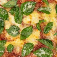Grandma Square Pizza  · Marinara Sauce, Fresh Motz, Parmigiano, Basil, EVOO