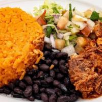 Al Pastor Mexican Bowl · Served with choice of Mexican or Cilantro white rice, choice of Vegan base Pinto, Black or R...