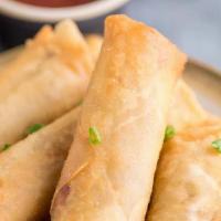Vegetable Spring Rolls · Vegetarian. Mixed vegetables wrapped and fried then served with sweet and sour sauce.