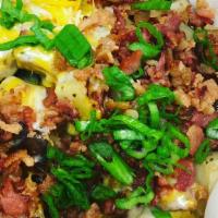 Blackbird Baked Homefries · Blackbird Baked Homefries 
1lb of crispy home fries, chopped bacon, melted cheddar cheese, s...