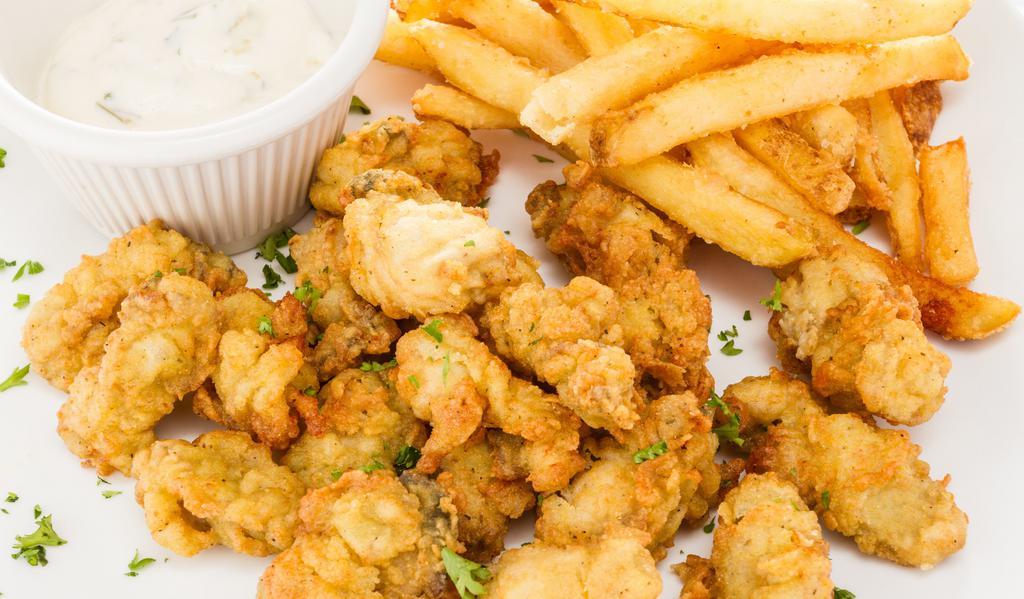 #13 Oyster Platter · Lightly breaded oysters fried to a golden crisp.