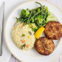 Crab Cake Platter · 2 Pc Crab Cakes with 2 Sides