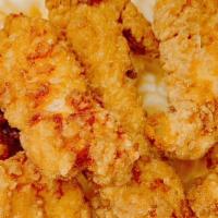 Chicken Tender Platter · Crispy white-meat tenders, served with two side dishes and choice of bread on the side.