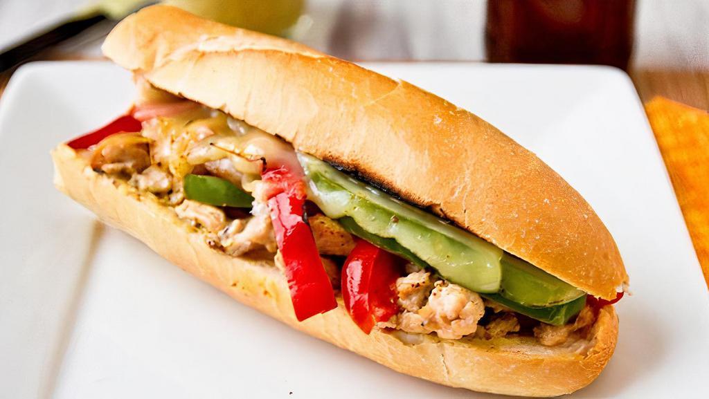 Philly Chicken & Cheesesteak · Philly chicken on toasted sub roll.