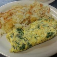 Florentine Omelette · With spinach & feta.