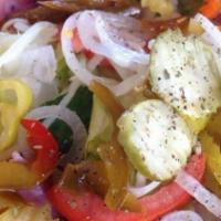 Shrimp Salad · Spring mix, diced tomatoes, red onions, fresh mozzarella cheese, Kalamata olives.