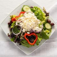 Greek · Our House Salad with Feta, Pepperoncini, Kalamata Olives, House Dressing