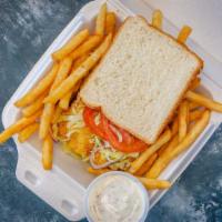 Fried Catfish Sandwich · Includes lettuce, tomato and mayonnaise.