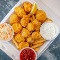 8 Piece Scallop Platter · Includes French fries or onion rings.