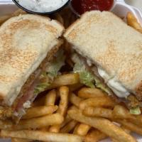 Fried Catfish Sandwich Special · Includes French fries and soda.